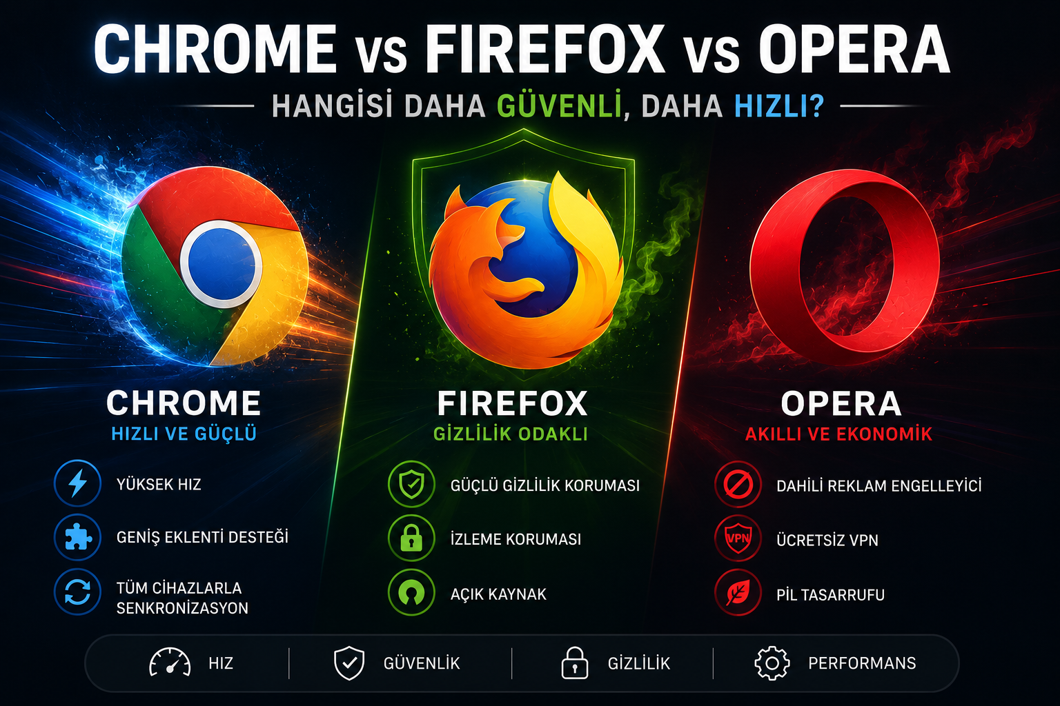 Chrome vs Firefox vs Opera: Hangisi Daha Güvenli ve Daha Hızlı?